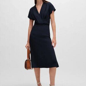 Boss Hugo Boss Sky Captain Blue Debasa Twist Front Midi Dress